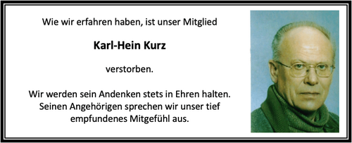 Nachruf Karl-Hein Kurz Nachruf Karl-Hein Kurz