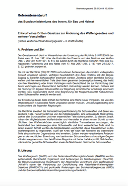Referentenentwurf WaffRÄndG 09.01.2019