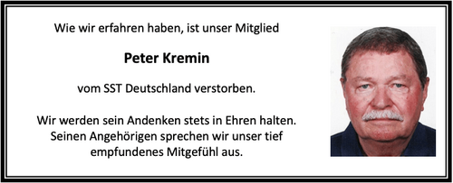 Nachruf Peter Kremin