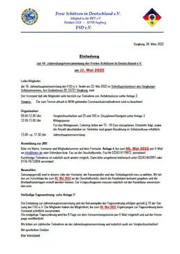 Einladung JHV 2022