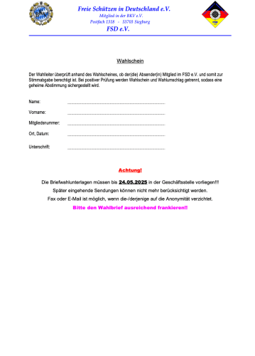 Wahlschein 2025